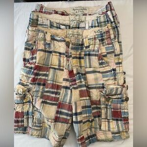 Vintage Abercrombie & Fitch Men's Plaid Cargo Shorts - Multicolor